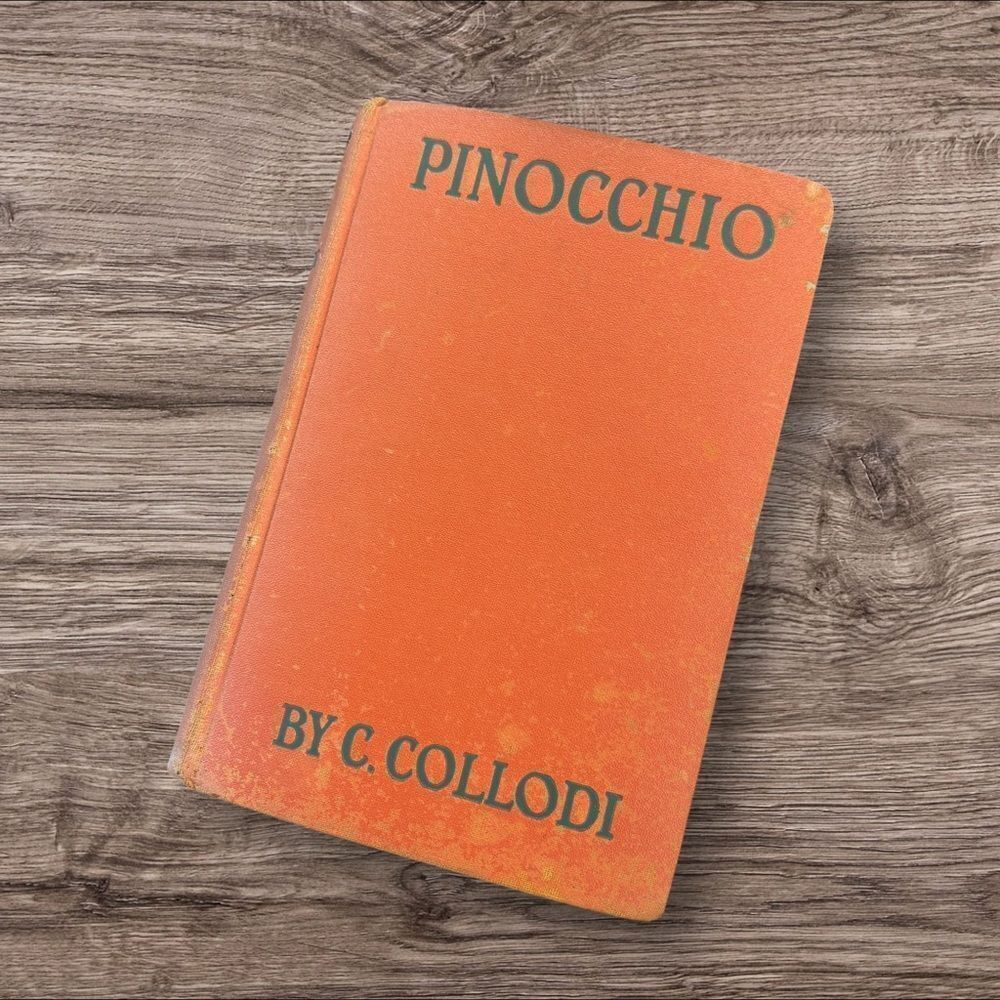 Vintage Orange Pinocchio Book by C. Collodi